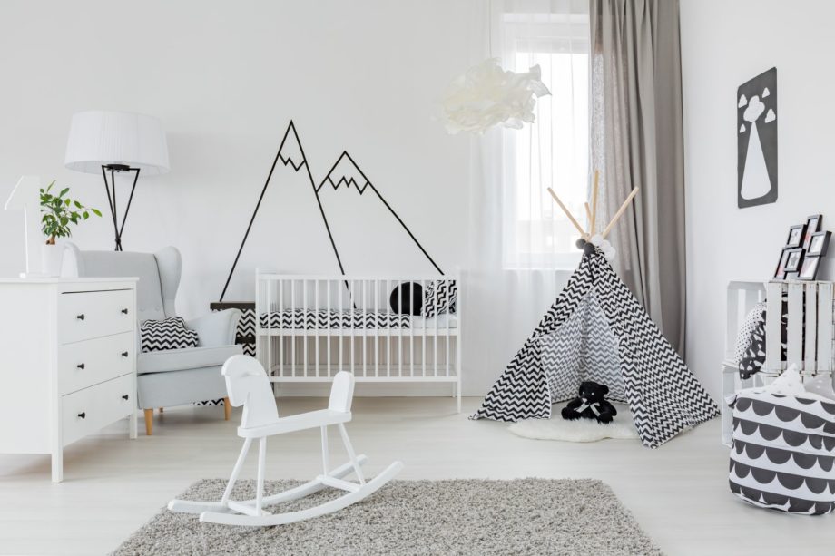 Child,Room,With,White,Furniture,,Carpet,,Tent,And,Wall,Sticker